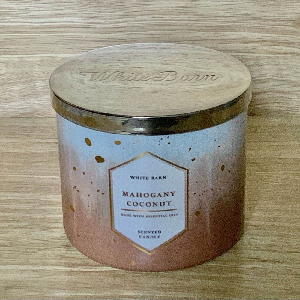 Bath & Body Works White Barn Mahogany Coconut 3-Wick Candle